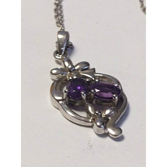 Women's 17" Sterling Silver Necklace & Pendant Purple Amethyst NEW - Picture 7 of 13